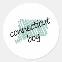 Menino de Connecticut no mapa do Connecticut da cr Adesivos Em Formato Redondos