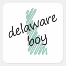 Menino de Delaware no desenho do mapa do Delaware  Adesivo Em Forma Quadrada