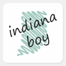 Menino de Indiana no desenho do mapa do Indiana da Adesivos Quadrados