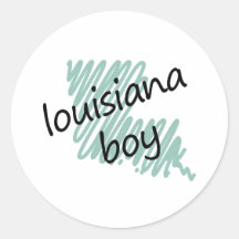 Menino de Louisiana no desenho do mapa do Louisian Adesivo Redondo