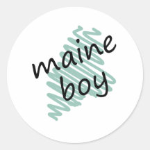 Menino de Maine no desenho do mapa do Maine da cri Adesivo Em Formato Redondo