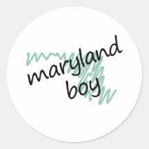 Menino de Maryland no desenho do mapa do Maryland  Adesivo Em Formato Redondo
