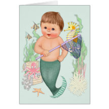 Menino de Mer com rede Cartão