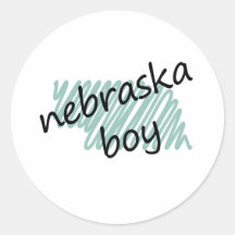 Menino de Nebraska no desenho do mapa do Nebraska  Adesivos Redondos