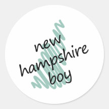Menino de New Hampshire no mapa do New Hampshire d Adesivo Em Formato Redondo