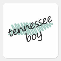 Menino de Tennessee no desenho do mapa do Tennesse Adesivo Em Forma Quadrada