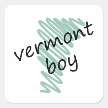 Menino de Vermont no desenho do mapa do Vermont da Adesivo Em Forma Quadrada