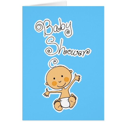 Menino do chuveiro de bebê cartao