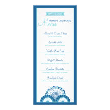 Menu 4x9.25 do dia da mãe azul convite personalizados