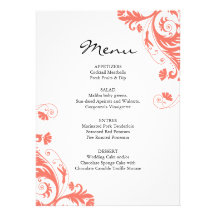 Menu coral do casamento convites