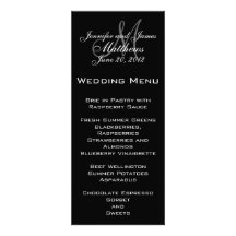 Menu simples branco preto do casamento do monogram convites personalizados