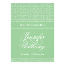 Menu unido verde pálido do comensal de casamento convites personalizados