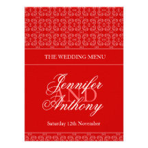 Menu unido vermelho do comensal de casamento convite personalizados