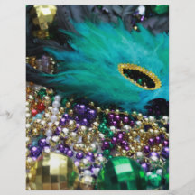 Miçanga do carnaval & máscara verde da pena panfleto personalizado