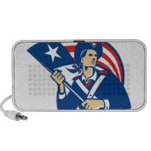 Minuteman americano do patriota com a bandeira ret caixinhas de som de viagem