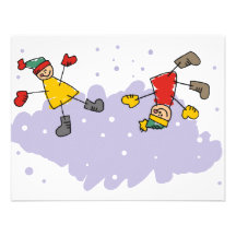 Miúdos que jogam na neve convites personalizado
