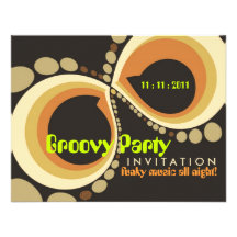 Modelo Funky Groovy do convite de festas