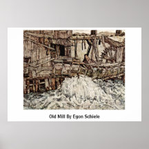 Moinho velho por Egon Schiele Poster