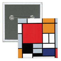 Mondrian - composição com grande plano vermelho botons