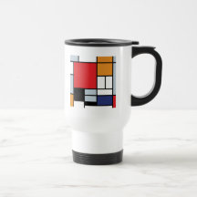 Mondrian - composição com grande plano vermelho canecas