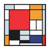 Mondrian - composição com grande plano vermelho impressão em canvas