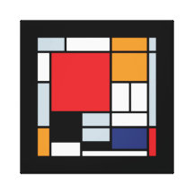 Mondrian - composição com grande plano vermelho impressão em tela canvas