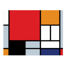 Mondrian - composição com grande plano vermelho cartão postal
