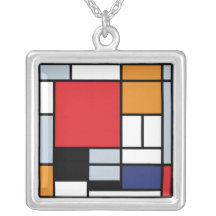 Mondrian - composição com grande plano vermelho bijuteria personalizada