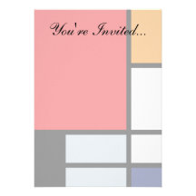Mondrian - composição com grande plano vermelho convites personalizados