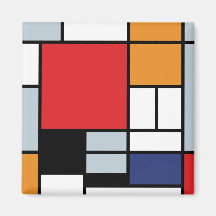Mondrian - composição com grande plano vermelho imãs de refrigerador