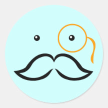 Monocle e bigode adesivo redondo
