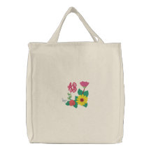 Monograma cor-de-rosa do girassol bolsa de lona