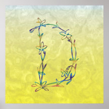 MONOGRAMA FLORAL D POSTERS