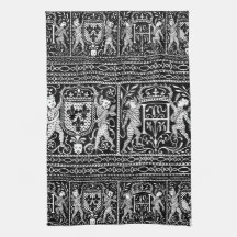 Monograma medieval preto e branco francês H do tes Toalhas De Mão