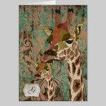 Monograma Notecard do damasco dos girafas de Rosa postais