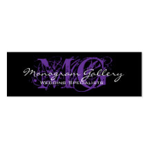 Monograma roxo preto customizável cartões de visitas