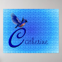 Monograma seu poster conhecido do Bluebird da inic