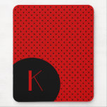 Monograma vermelho & preto à moda das bolinhas mousepad