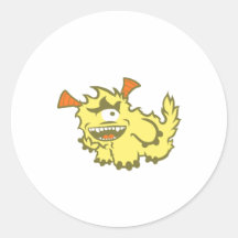 Monstro amarelo bonito adesivos redondos