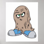monstro engraçado do cabelo com calçados posters