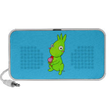 Monstro verde bonito caixinha de som para viagem