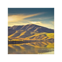 Montes e lago de Nova Zelândia Impressão De Canvas Esticadas