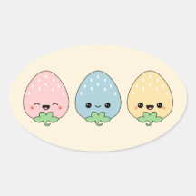 Morangos de Kawaii Adesivos Ovais