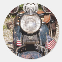 motocicleta velha da polícia de Harley-Davidson do Adesivos Redondos