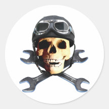 Motorista Skull b Adesivos Em Formato Redondos