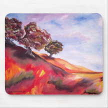 Mousepad com pintura de paisagem vermelha da árvor