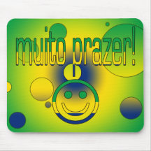 Muito Prazer! A bandeira de Brasil colore o pop ar Mouse Pads
