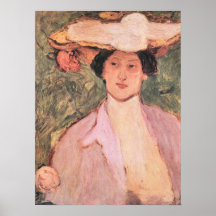 Mulher no vermelho por Jozsef Rippl-Ronai Poster