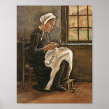 Mulher que Sewing, Vincent van Gogh Poster