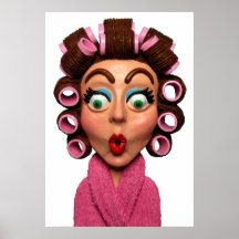 Mulher que veste encrespadores posters